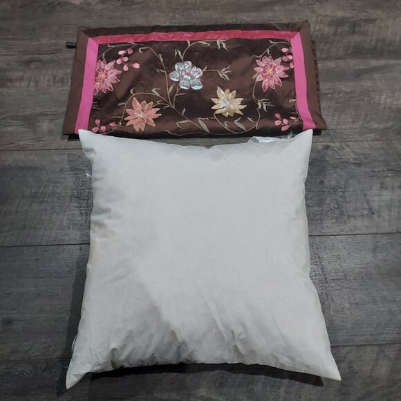 Pillow Cover Embroidered Throw 21Inch Square Shell Feather Rodeo Chain Stich - Picture 9 of 16